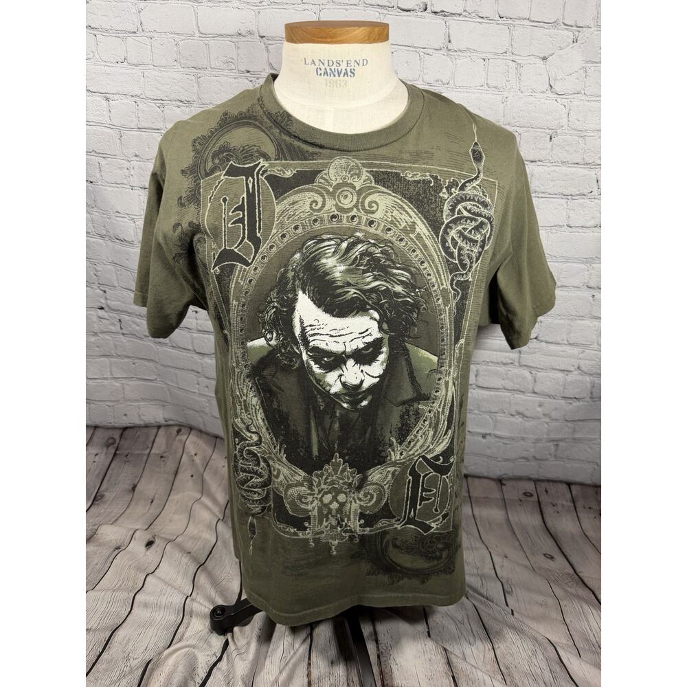 The Dark Knight Joker Vintage Green Shirt, L Short Sleeve Large‎ Graphic Heath